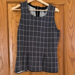 WHBM Women's Black & White Windowpane Sleeveless Top